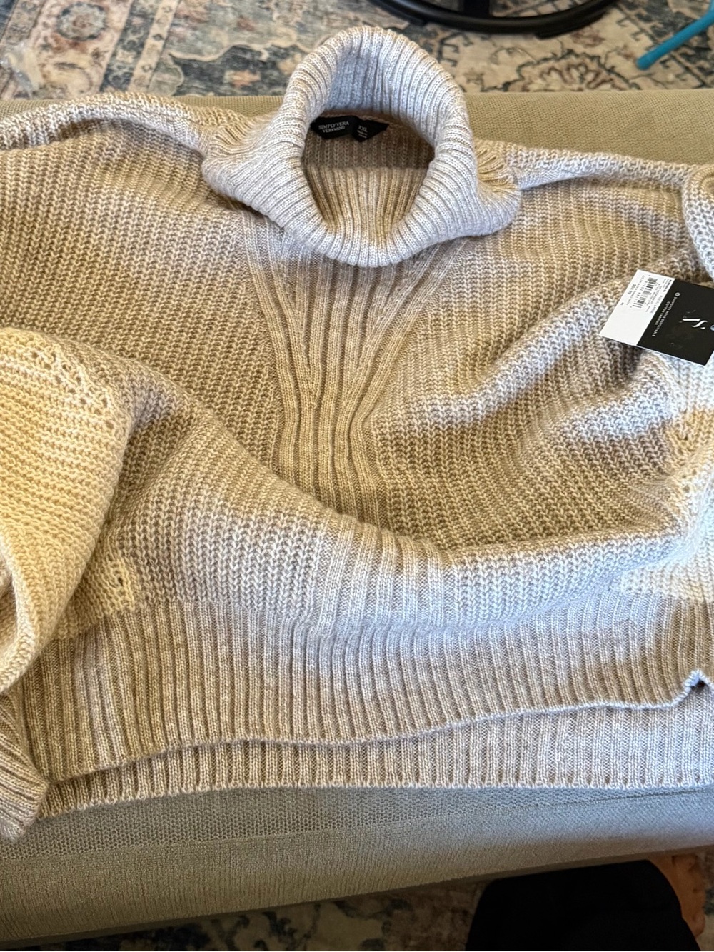 Simply Vera Vera Wang Cream Ribbed Turtleneck Sweater